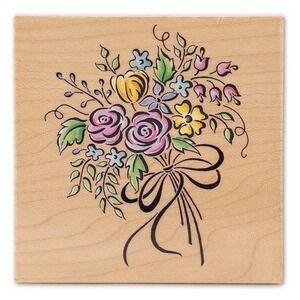 All Night Media Bouquet Rubber Stamp Vintage Y2K Wood Mounted Wedding Floral